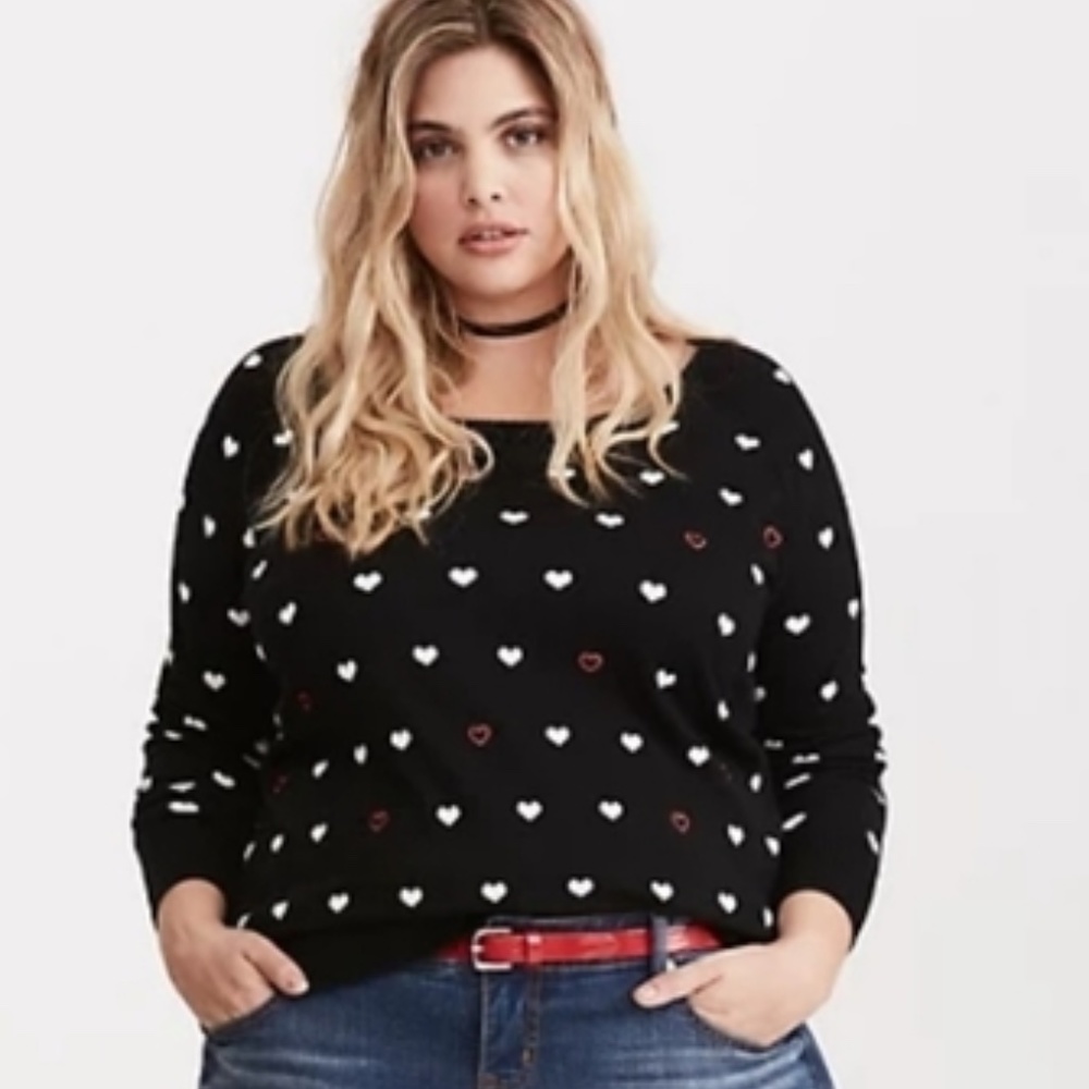 Torrid Heart Print Intarsia Sweater 1X